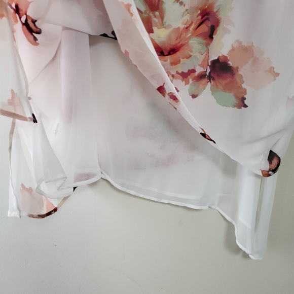 Calvin Klein 3X plus size floral sheer tunic top bohemian office lagenlook - Picture 6 of 9